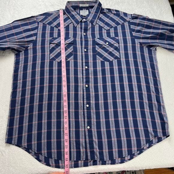 Rugged Country Vintage Pearl Snap men’s Long sleeve plaid Western Wear Shirt 2X - Picture 4 of 6